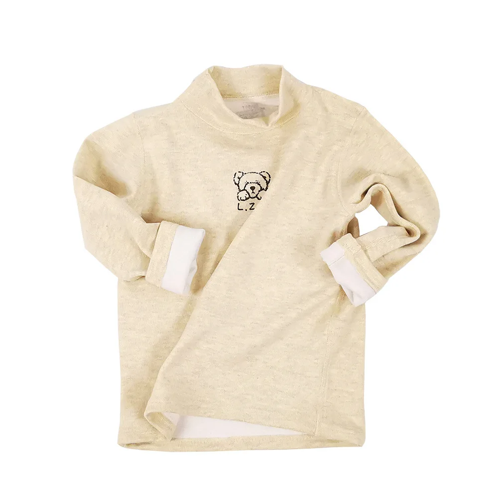 

2-10Y Autumn Winter Girl Boy Sweatshirt Turtleneck Cardigan Kids Sweatershirts Children Clothes Fur T shirt Thick Warm Plus Size