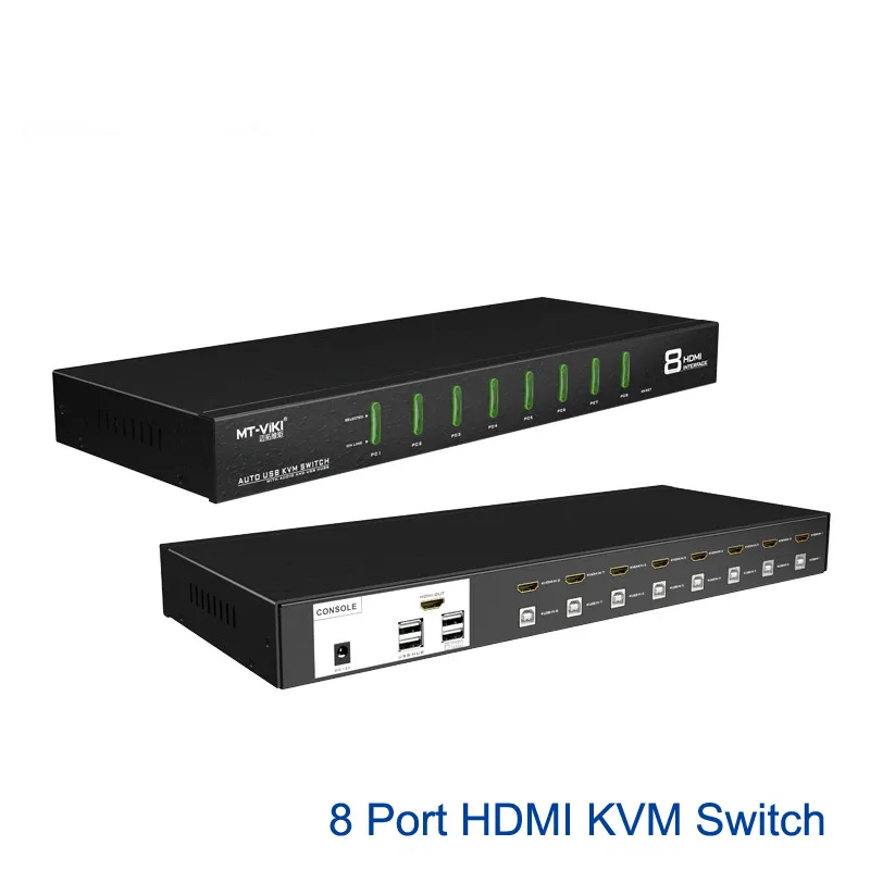 8 Port HDMI-compatible KVM Switch 4Kx2K Auto Hotkey Select EDID with Original Cable Set MT-0801HK