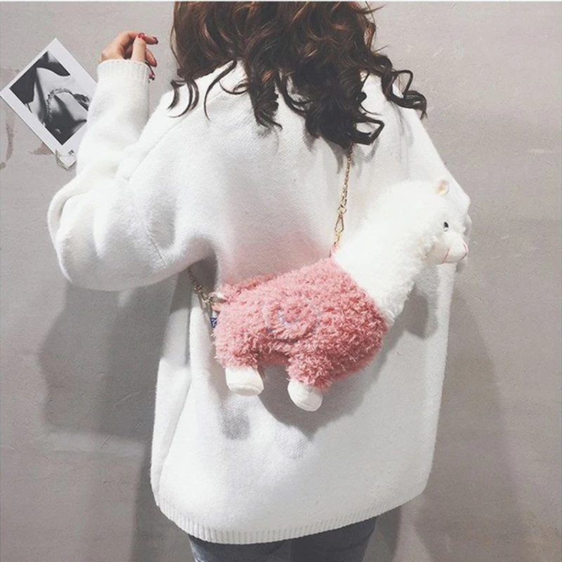 Женские милые сумки через плечо Новинка 2019 плюшевые забавные на из альпаки с
