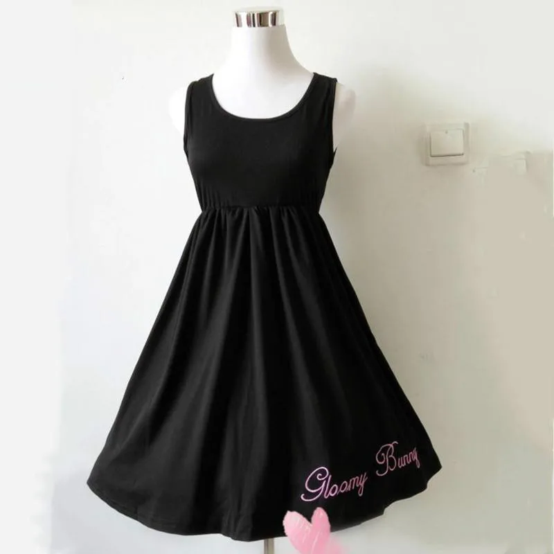 

Black Comic Rabbit Lolita Dress Japanese Teens Kawaii Girls 2pcs Set Sweet Cotton Dress Short Cute Bunny Print Long Sleeves Set