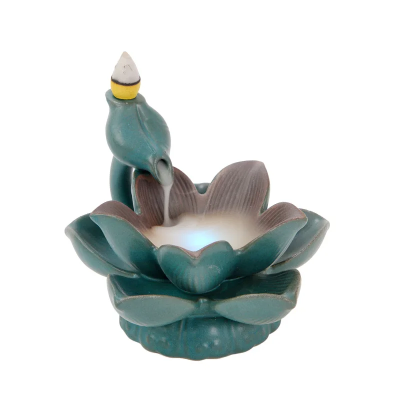 Керамика светодиодный горелка для благовоний в виде лотоса обратный поток дзен