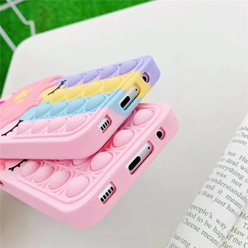 pop bubble fidget toys case for samsung galaxy s21 s20 fe s10 s9 plus note 9 10 20 ultra m11 m01 m02s m12 f12 f02s unicorn cover free global shipping