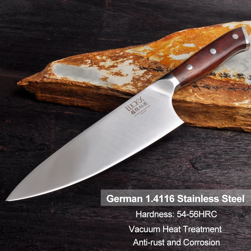 Chef Kitchen Knife Set Germany DIN 1.4116 Stainless Steel Super Sharp Gyuto Cleaver Paring Knives with Yellow Sandalwood 50-52 | Дом и сад