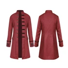 Мужской костюм для косплея, темно-красный плащ в стиле Виктория, стимпанк