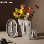 Скандинавский дизайн, домашний декор, керамическая бутылка, дизайн человеческого лица, украшение для сушеных цветов, белая ваза