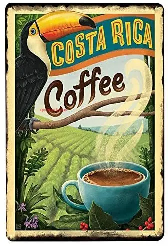

ZMKDLL Costa Rica Coffee Plaque Metal Sign Eiffel Tower Poster Cafe Kitchen Pub Decor Coffee Corner Restaurant Outdoor