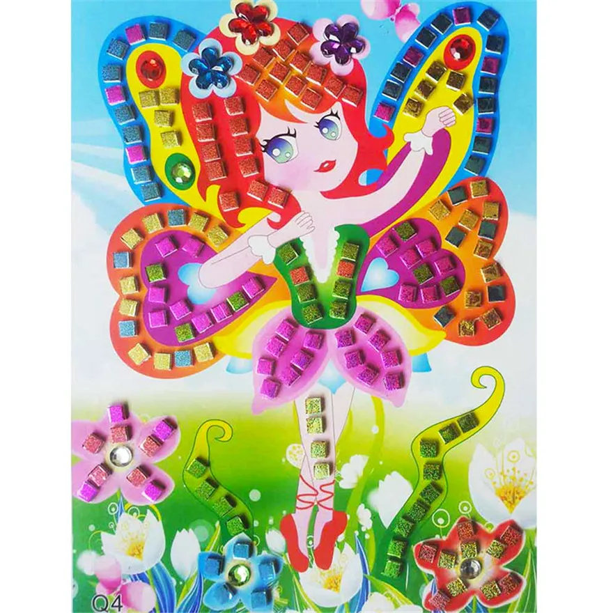 6PCS Mosaic DIY Diamond Art Stickers Handmade Craft Toy Puzzle Foam Crystal Paste Painting Educational Toys For Children Gifts | Игрушки и
