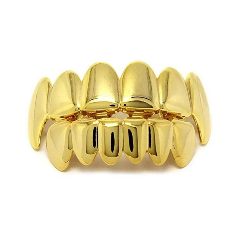 

US7 Hip Hop Gold Teeth Grillz Top&Bottom Grills Dental Mouth Punk Teeth Caps Cosplay Party Tooth Rapper Jewelry Gift