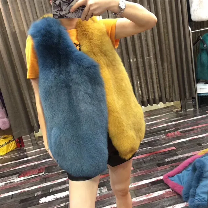 color 11 Winterjas dames натуральный Полный Пелт Настоящий Лисий Мех жилет костюм воротник женский натуральный Лисий жилет Зимний Средний Waiscoat - Цвет: color 11