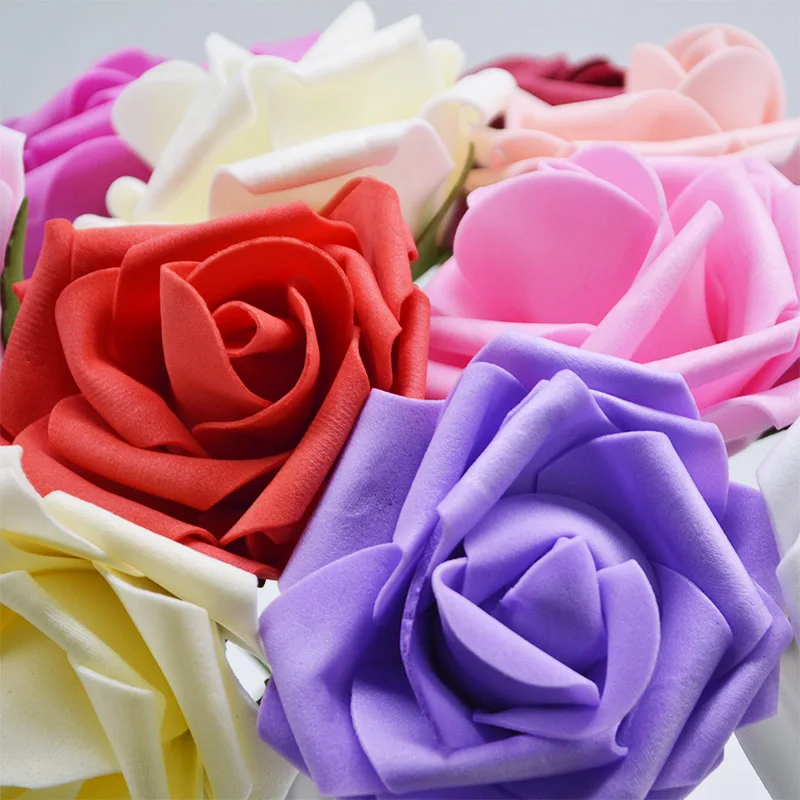 8cm Large Rose Artificial Flower for Wedding Party Home Office Decor Fake Rose Flower 16cm Stem Wed Valentine's Day Decorations