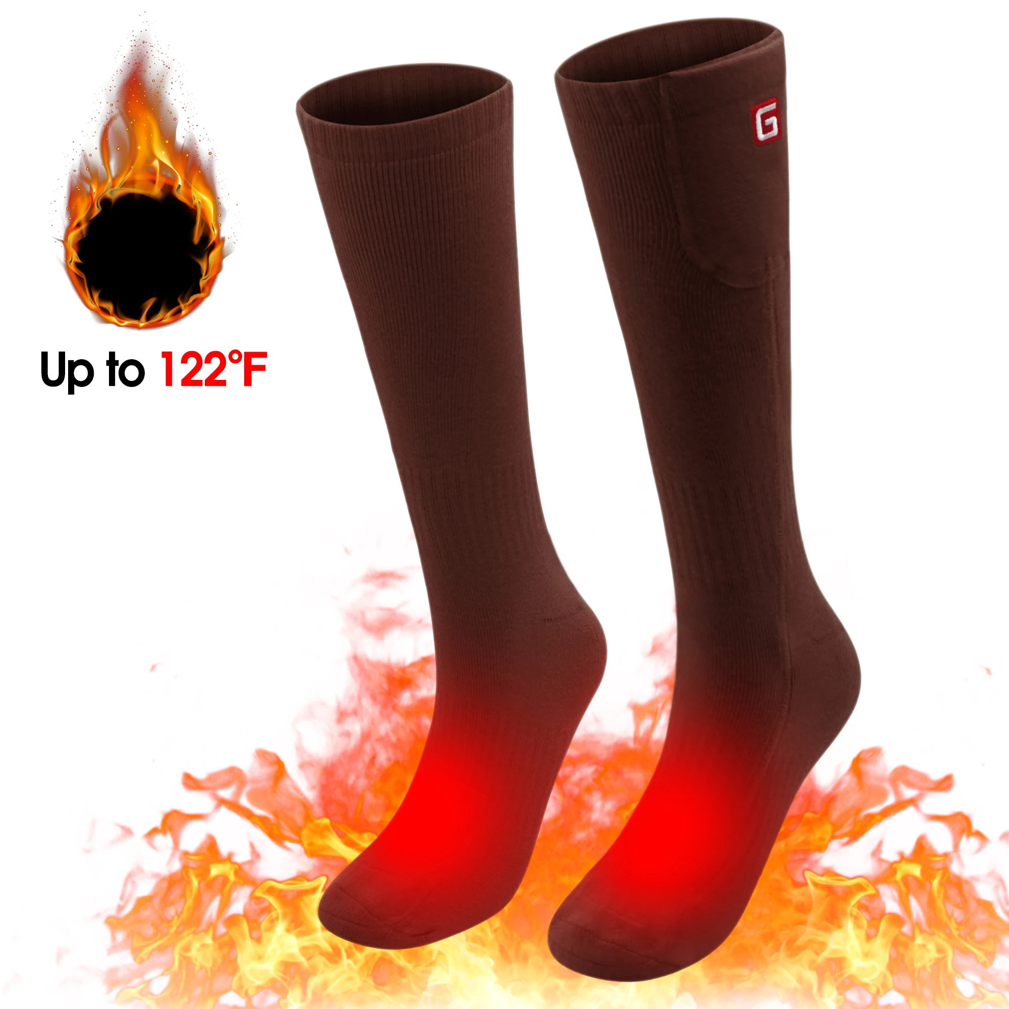 Женские и мужские зимние теплые носки с подогревом перезаряжаемой литий ионной