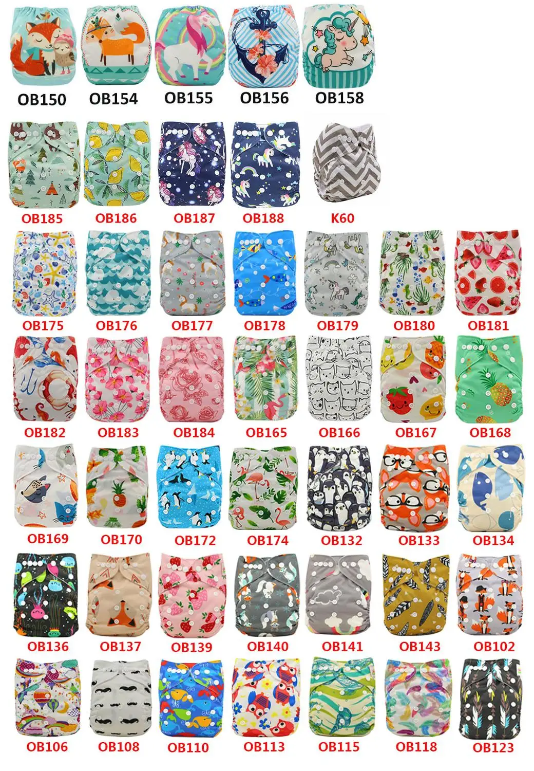 Многоразовые тканевые подгузники Ohbabyka моющиеся с единорогом Чехлы для детских