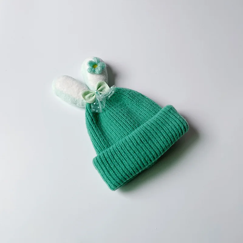 

2021 Autumn and winter Cartoon rabbit ear Thicken knitted hat warm hat Skullies cap beanie hat for Children boy and girl 70