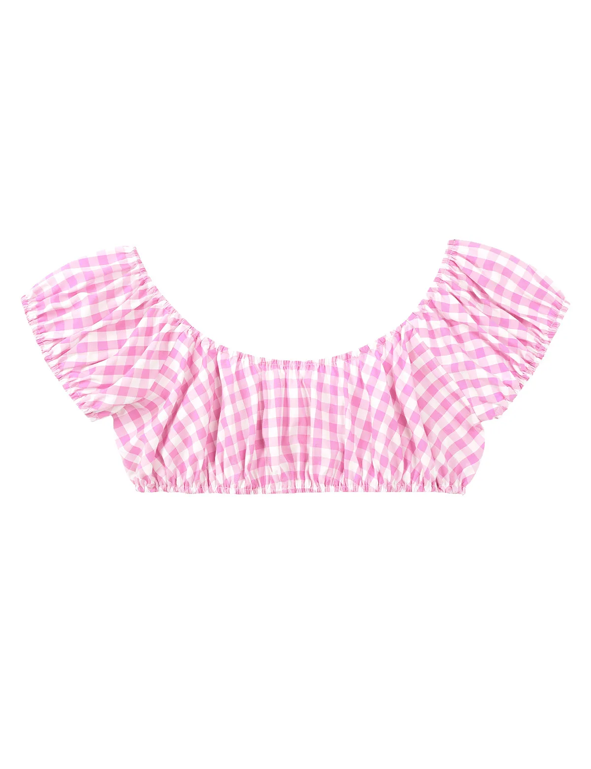 Mens Sissy Cross Dresser Gay Male Costumes Square Necklne Short Sleeves Elastic Gingham Plaid Crop Tops Role Parties Clubwear |
