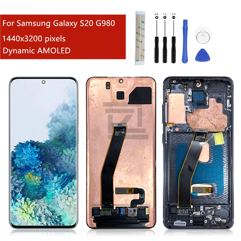 

For Samsung Galaxy S20 lcd G980 touch screen digitizer assembly with frame For Samsung s20 display replacement repair parts 6.2"