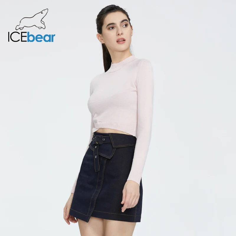 Icebear Новинка весны 2020 Женский базовый тонкий однотонный короткий пуловер с