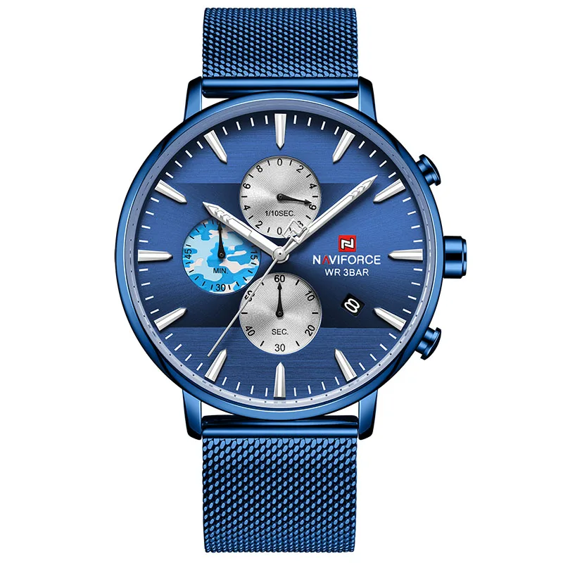 NAVIFORCE мужские часы брендовые Роскошные модные кварцевые мужские часы водонепроницаемые спортивные стальные военные наручные часы Relogio Masculino - Цвет: BEBE