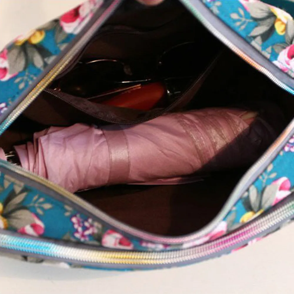 

Fashion Women Canvas Crossbody Bag Casual Printed Flower Shoulder Bag Zipper Messenger Bag Multifunction Cosmetic Bag