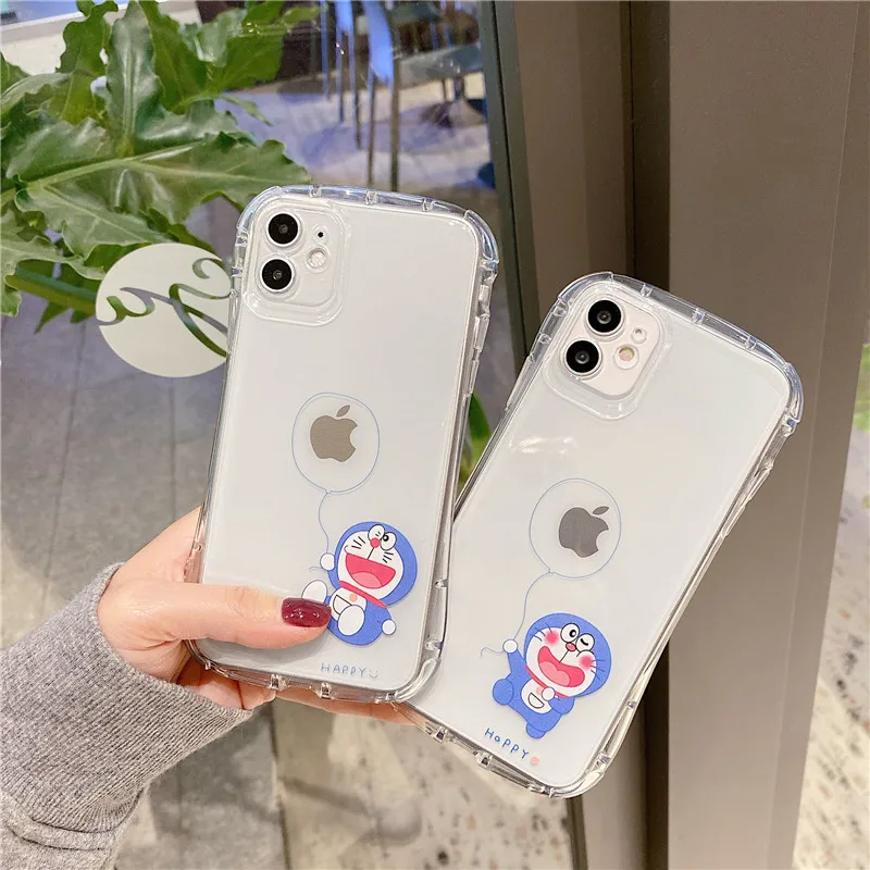 

Doraemon cartoon transparent phone case for iPhone 12mini/12promax/11pro/11prmax/8P/X/XS/XR/se/xsmax /7/8/se/ couple phone cover