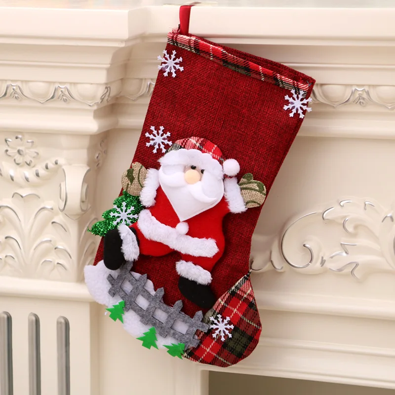 H Santa Claus Горячий рождественский подарок Новогодний носок для подарков Санта-Клаус рождественские елочные игрушки Рождественские Чулки s конфеты подарочная сумка Navidad - Цвет: H Santa Claus
