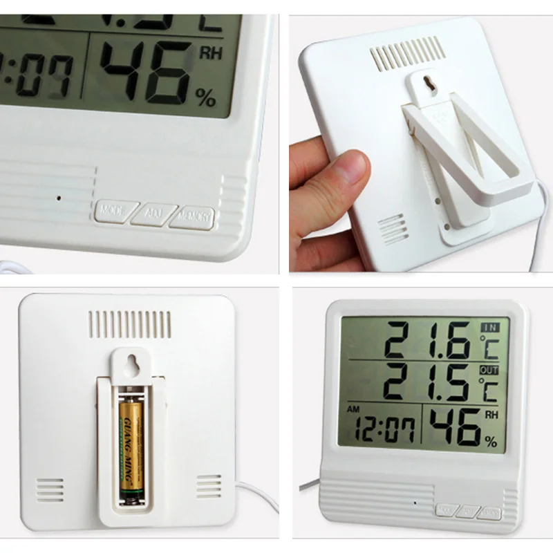 

1PCS Digital Thermometer Hygrometer Meter Indoor Temperature Humidity Monitor Date Time Display Timer Warn Function