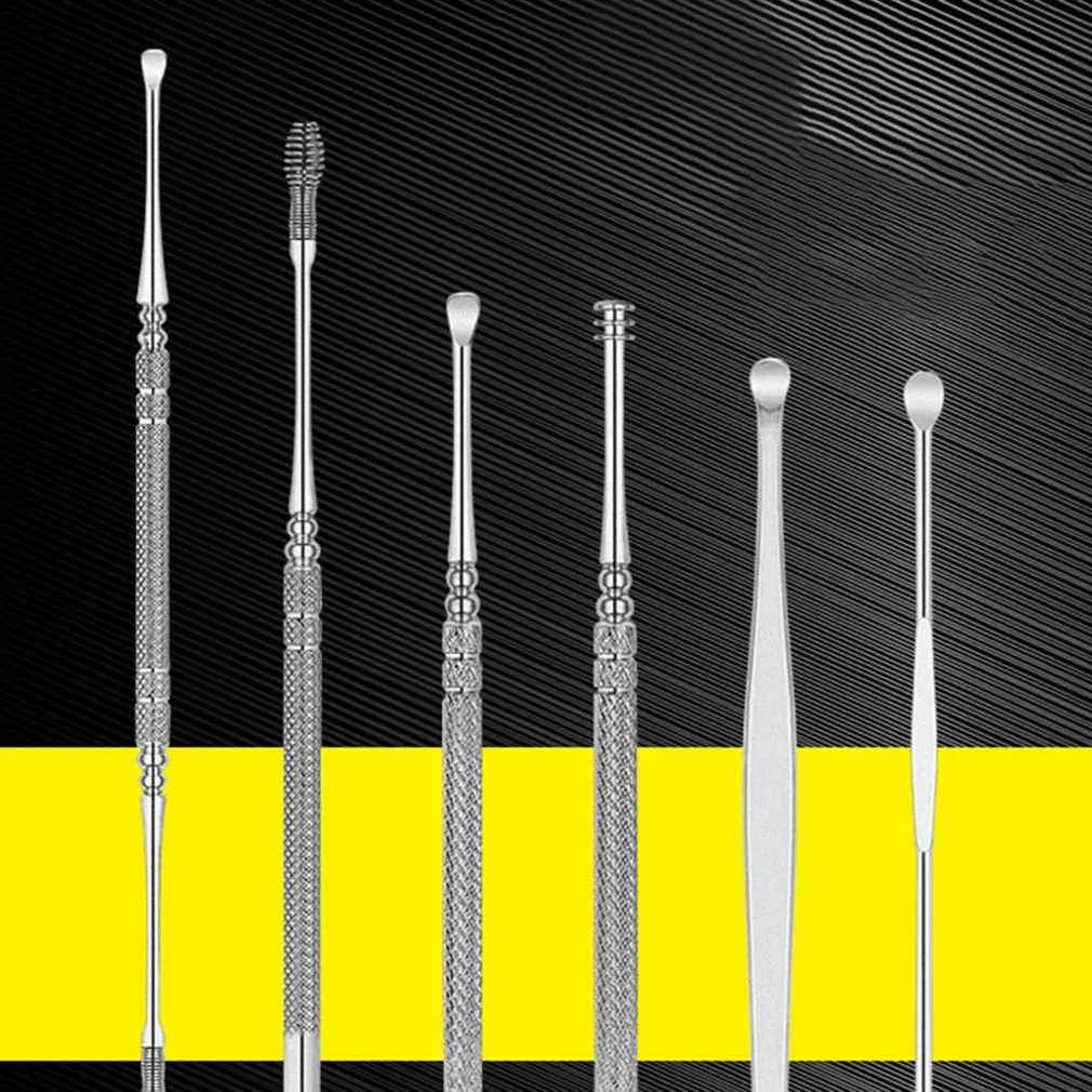 

6-piece set stainless steel ear pick ear spoon spiral ear picker ear picker ear pickers dug ear cleaner