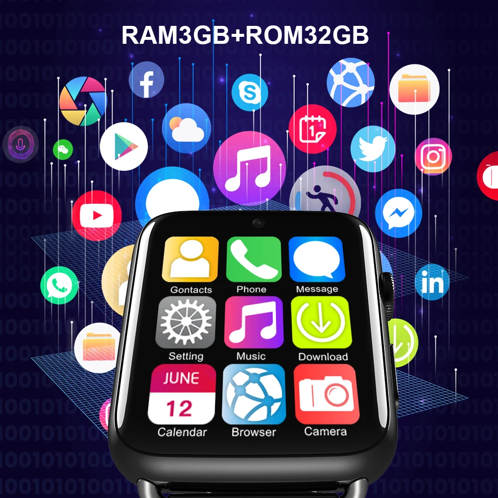 Torntisc LEM 10 4G смарт-часы Большой экран 700 мАч аккумулятор 3 ГБ 32 GPS WiFi SIM-карта