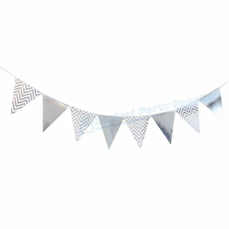 

20 Sets Pretty Gold Foil Bunting Flag Wedding Shiny Gold Pennant Flag String Banner Birthday New Year Party Wall Decor 4 Colors