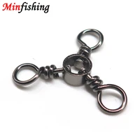 minfishing 2550 pcslot swivel fishing stainless steel 3 side swivel rolling swivel with 3 rings fishing hook connector