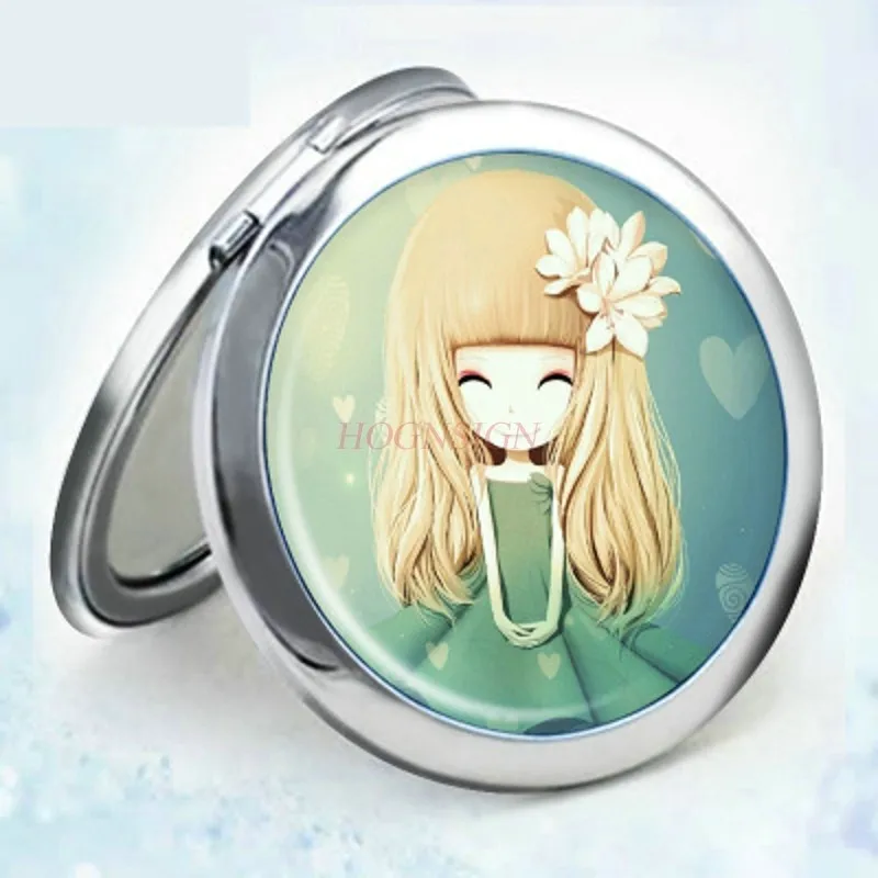Маленькое зеркало портативное с рисунком маленькое Складное двухстороннее мини