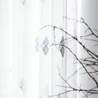 Простые вышитые геометрические ромбовидные занавески для экрана, перегородки на заказ для гостиной и спальни