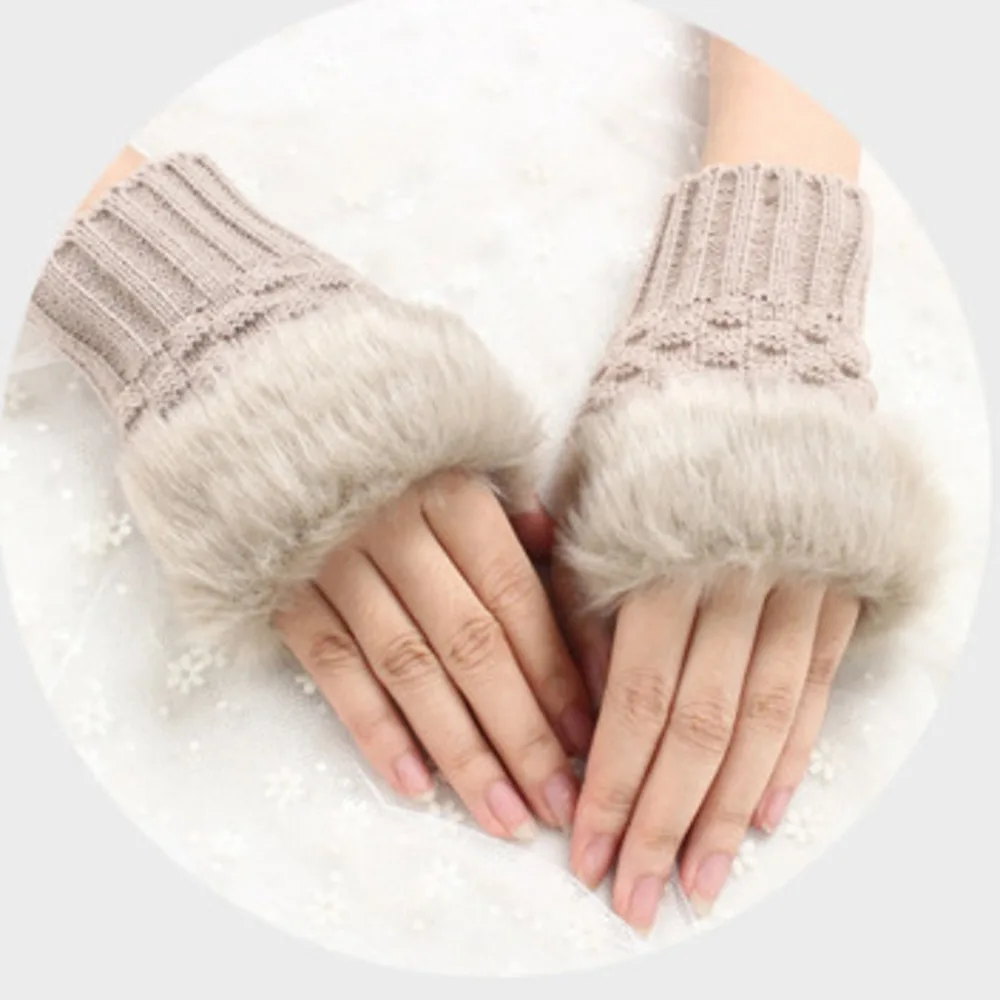 Модные перчатки без пальцев женские зимние теплые вязаные руки запястья Guantes 2019