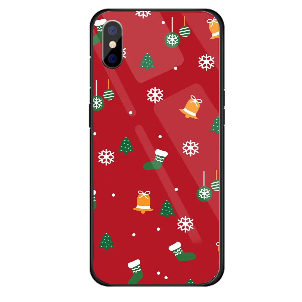 06 Роскошный Рождественский чехол для iPhone X XS XR XSMAX, жесткий стеклянный чехол Чехол для iPhone 5 5S SE 6 6S 7 8, новогодний подарок, Conque - Цвет: 06