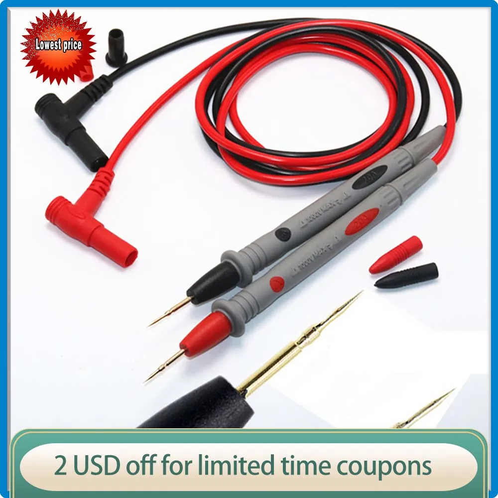 1 pair of digital multimeter probe soft silicone wire needle tip universal test line, with LED tester Multimetro