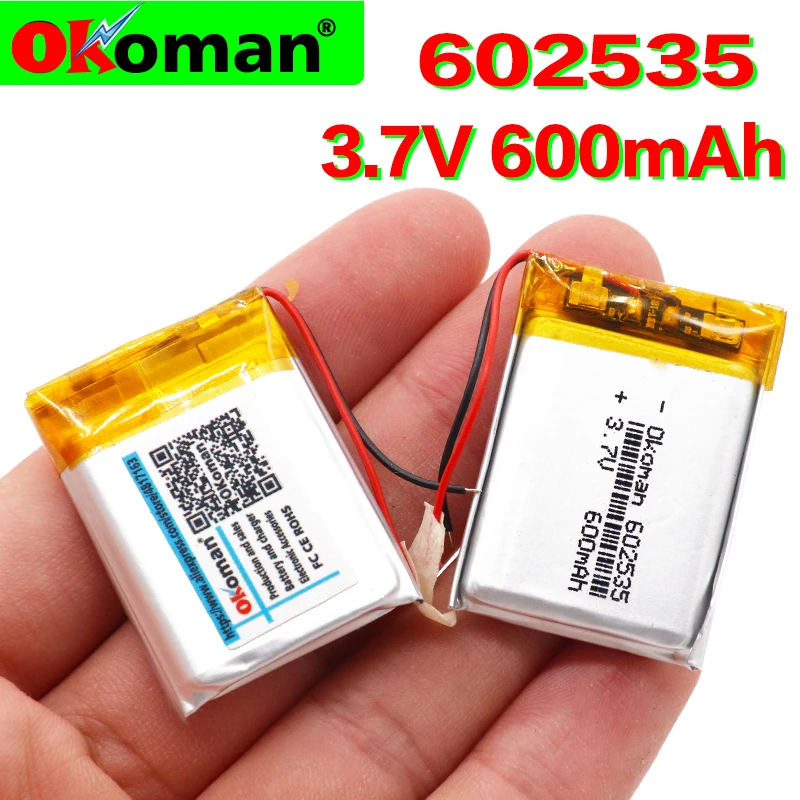 Перезаряжаемый литий полимерный аккумулятор 3 7 V 600mAh 602535 Li po Ion батареи для MIO