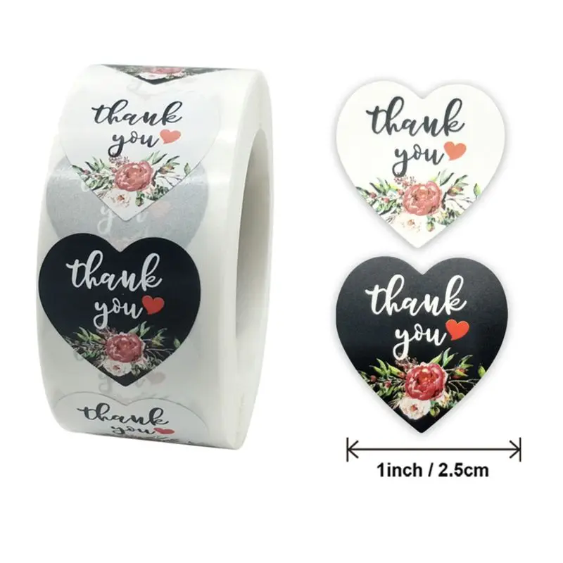

500pcs Heart Thank You Stickers Gold Foil Seal Label Scrapbooking Wedding Decor