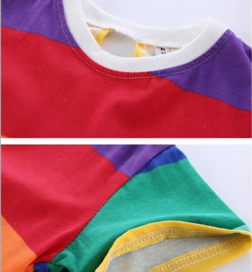 Girls Summer Rainbow Dresses For 2020 Kids Short 3 4 5 6 7 8 9 10Years Children Dress | Детская одежда и обувь