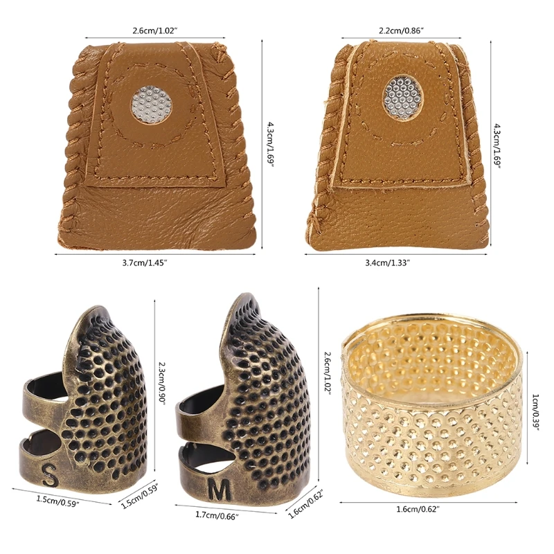 

8pcs/set Finger Thimbles Metal Shield Protector Pin Needles Ring Hand Sewing Quilting DIY Craft Accessories-S001