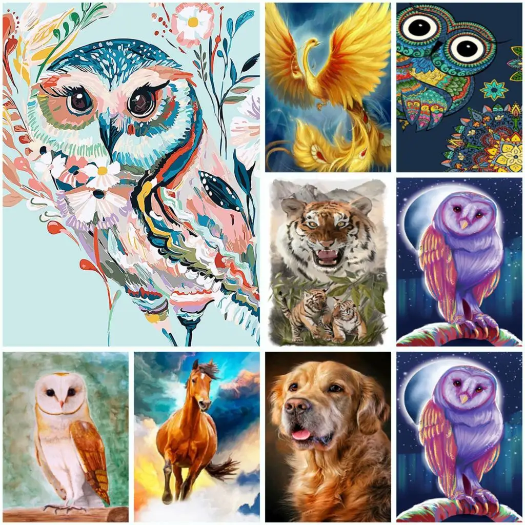 

DIY 5D Diamond Painting Round Animal Owl Landscape Cross Stitch Kit Art Rhinestone Embroidery Mosaic Decorative Painting Gift
