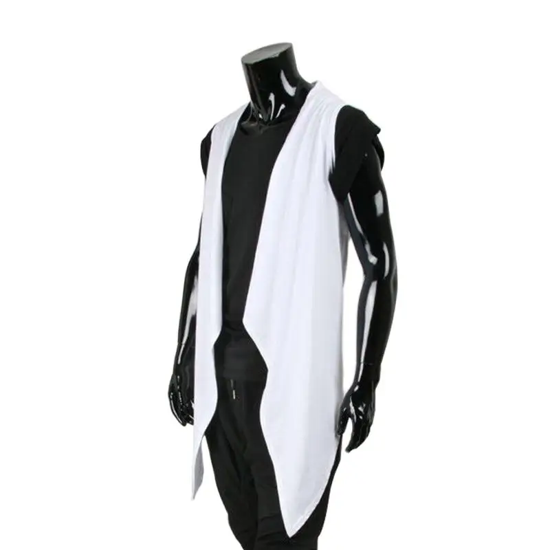 Мужской модный длинный жилет в стиле панк рок хип хоп для ночного клуба