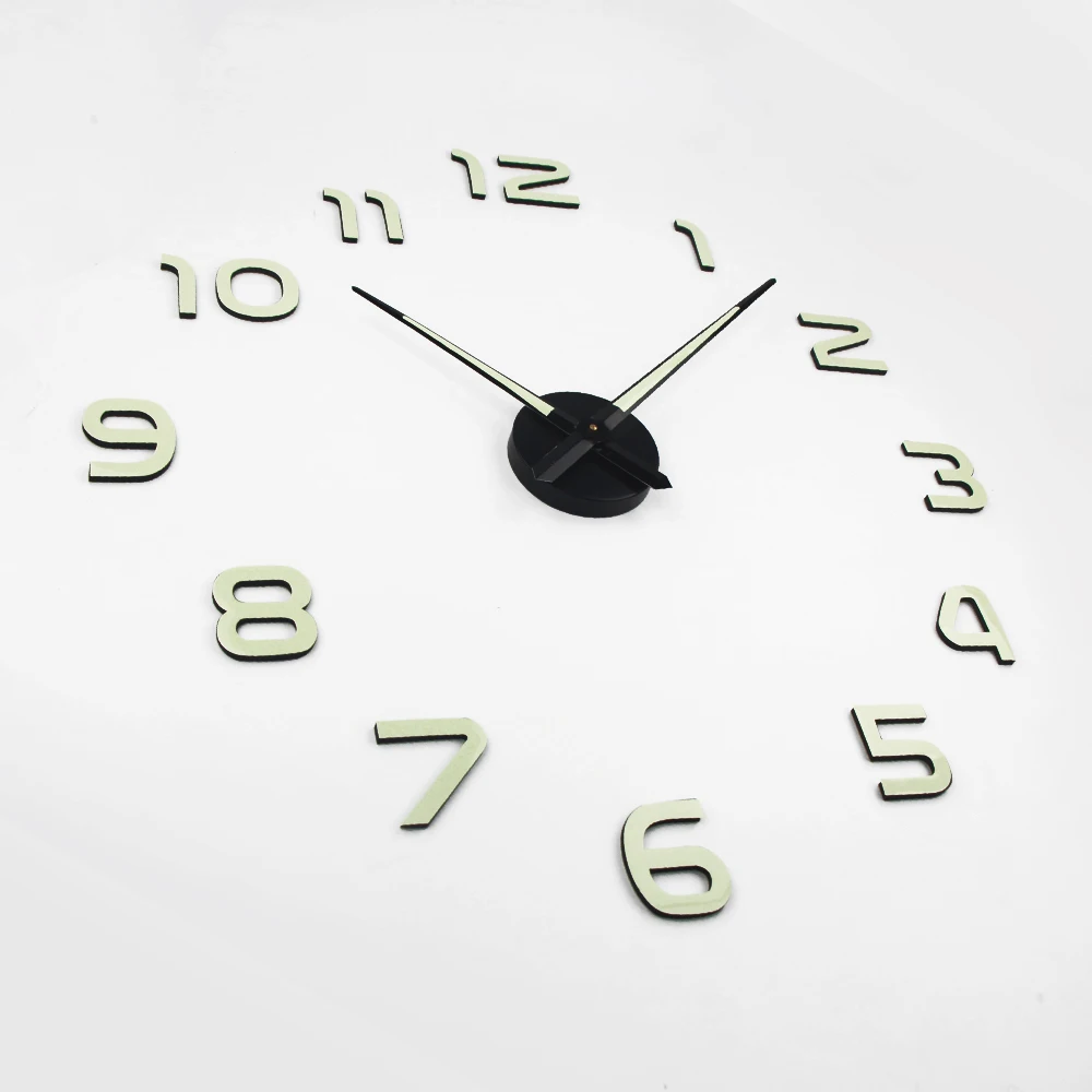 Светящиеся Настенные часы большие ночные Современные Horloge 3D DIY акриловые