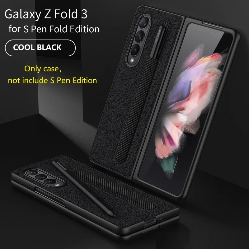 Роскошный кожаный чехол для Samsung Galaxy Z Fold 3 с держателем для S Pen Edition Fold3 защитный чехол со слотом.