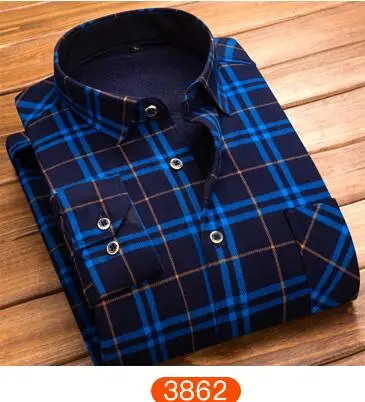 Демисезонный Мужская горошек Slim Fit с длинным рукавом толстые рубашки красный решетки платье цветочный мужской Повседневное плед Для мужчин рубашка флис - Цвет: 3862