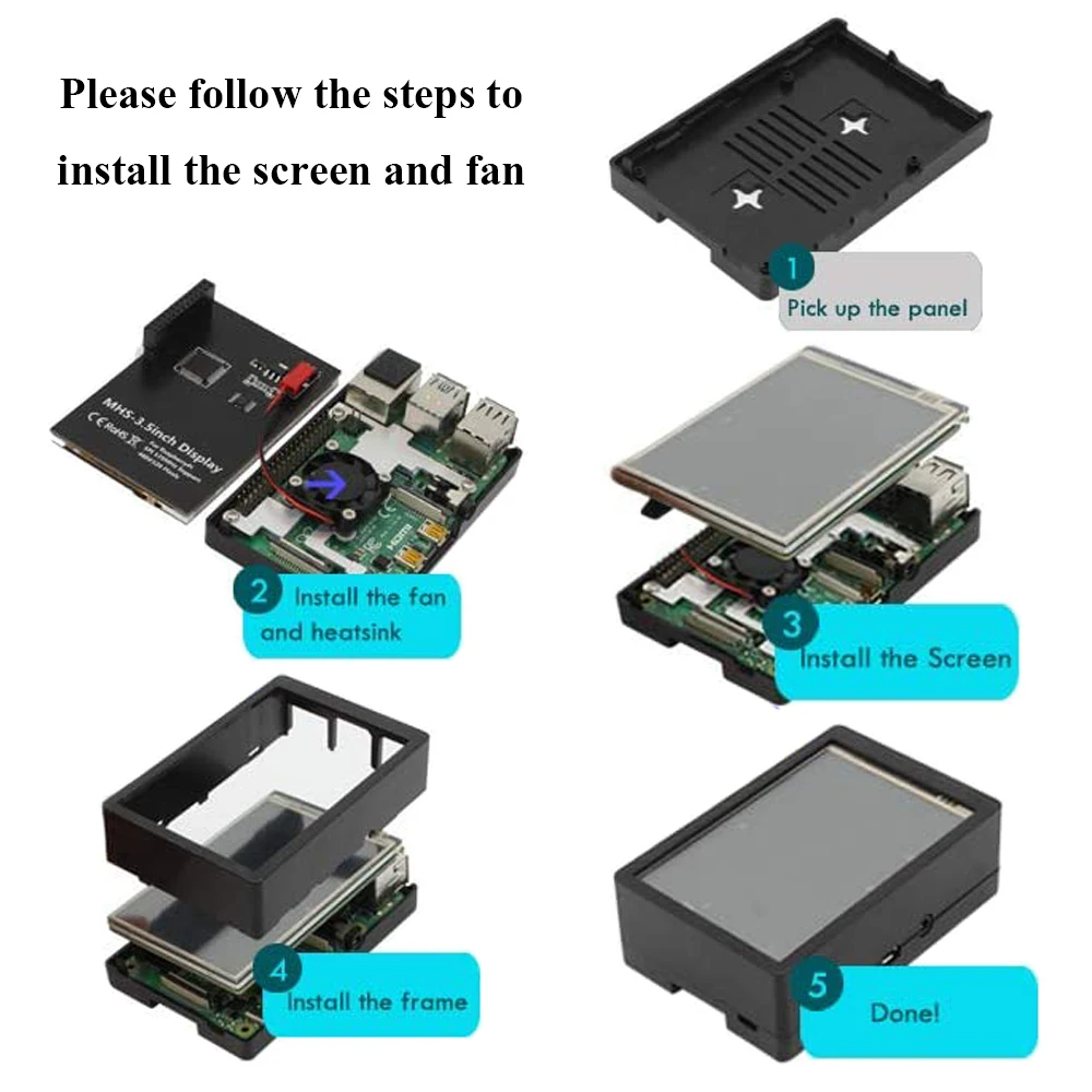 Raspberry Pi 3 5 дюймовый сенсорный экран 480*320 MHS ЖК-дисплей с охлаждающим вентилятором
