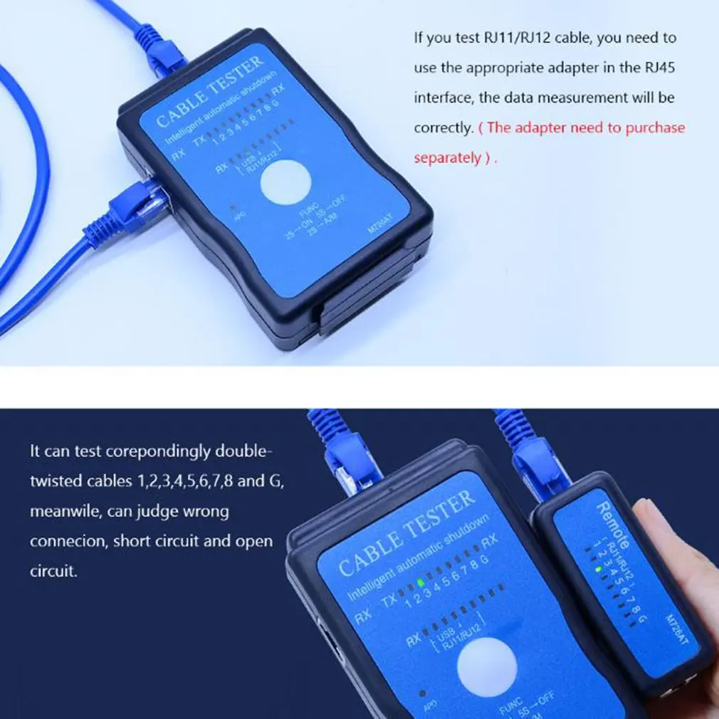 Тестер кабеля M726AT LAN USB RJ45 RJ11/RJ12 сетевой Ethernet CAT5 UTP несколько модульных ПК Лидер