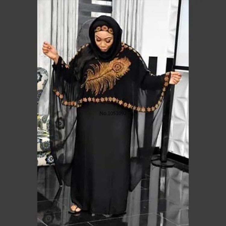 Платье Дашики в африканском стиле с бусинами накидка Abaya комплект из 2 предметов