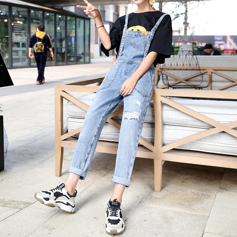Женский джинсовый комбинезон 2019 женские свободные джинсы комбинезоны