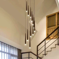 modern led stair chandelier lighting nordic living room ceiling pendant lamps blackgold acrylic rings fixtures hanging lights
