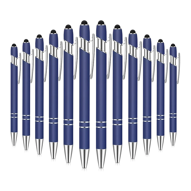 

12 Pieces Ballpoint Pen with Stylus Tip, 1.0 mm Black Ink Metal Pen Stylus Pen for Contact Screens, Ballpoint Pen