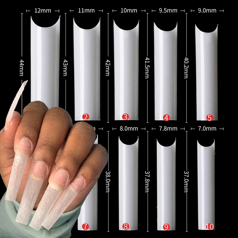 

500pcs C Curved False Nails Natural Transparent Extra Long Half Fake Nail Tips Straight Square Acrylic Nail Manicure Tools